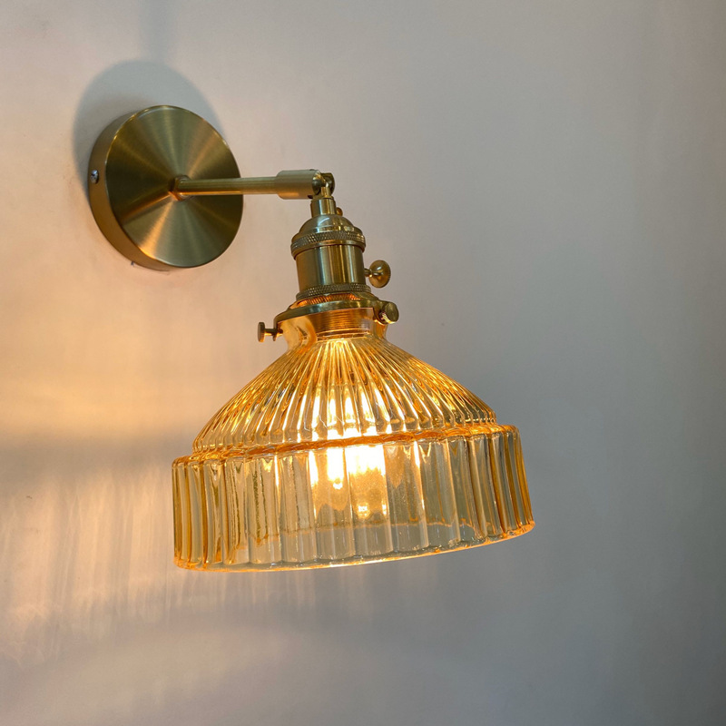Vintage Glass Wall Lamp Suitable for Nordic Style Hallways Corridors Bedside Areas Bathrooms and As a Mirror Light