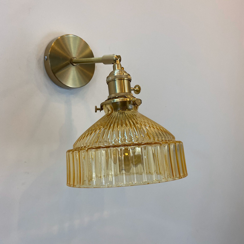 Retro Brass Glass Wall Lamp Simple Modern Perfect for Bedrooms Hallways As a Creative Background Wall Light in a Nordic Style