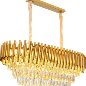 Modern Crystal Chandeliers 350mmX800mm Gold Chandelier Retangular Crystal Pendant Light 3-Tier Modern Chandelier Ceiling Lights