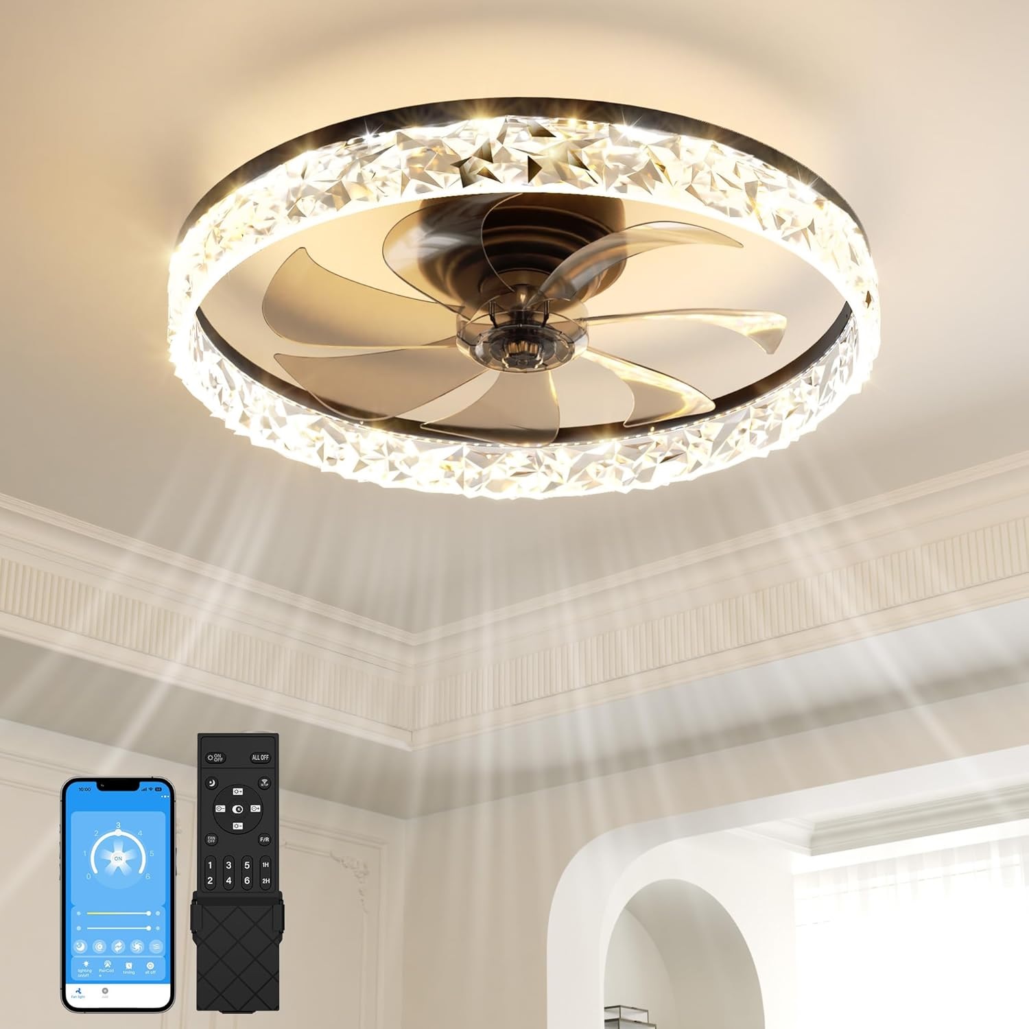 Modern Ceiling Fans with Lights and Remote Dimmable Low Profile Ceiling Fan Flush Mount Ceiling Fan