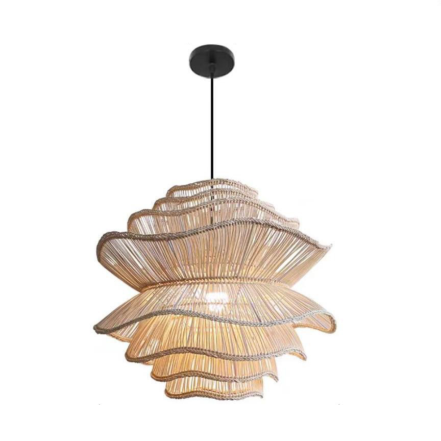 Big Round Basket Pendant Light Handwoven Rattan Chandelier for Dining Room Living Room Suspension Lamp