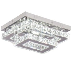 LED Crystal Ceiling Light Modern Rectangular Ceiling Light K9 Crystal Stainless Steel Ceiling Light Chandelier for Living Room