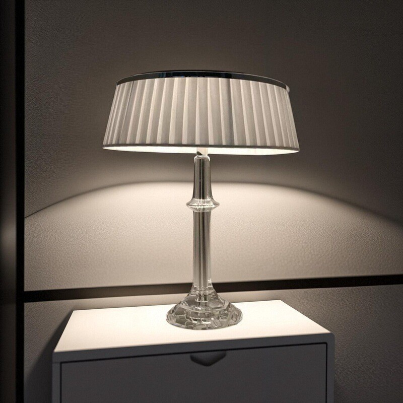 Stylish Nordic Bedside Lamp Elegant Crystal Decor Table Lamp Flexible Fabric Shade Ac Powered for Bedroom Study Office Decor