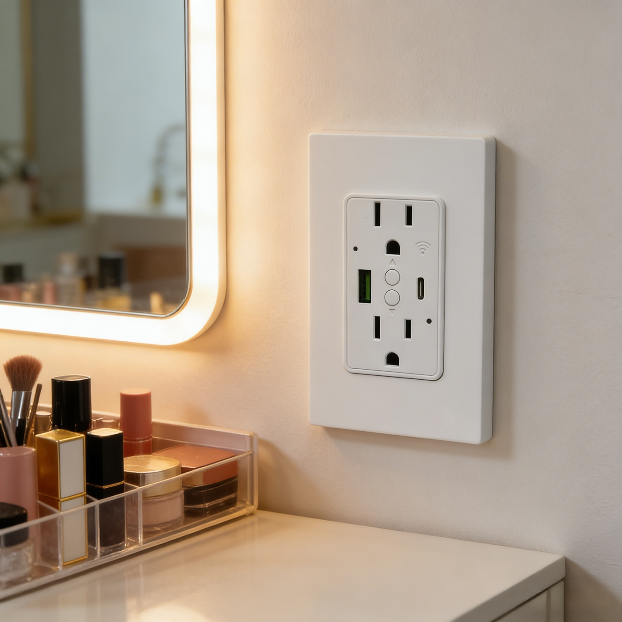 Smart Wifi Wall Socket Pd20W Fast Charge for Us Standard Home Office Hotel Bedroom Overcharge Protection Smart Power Strip