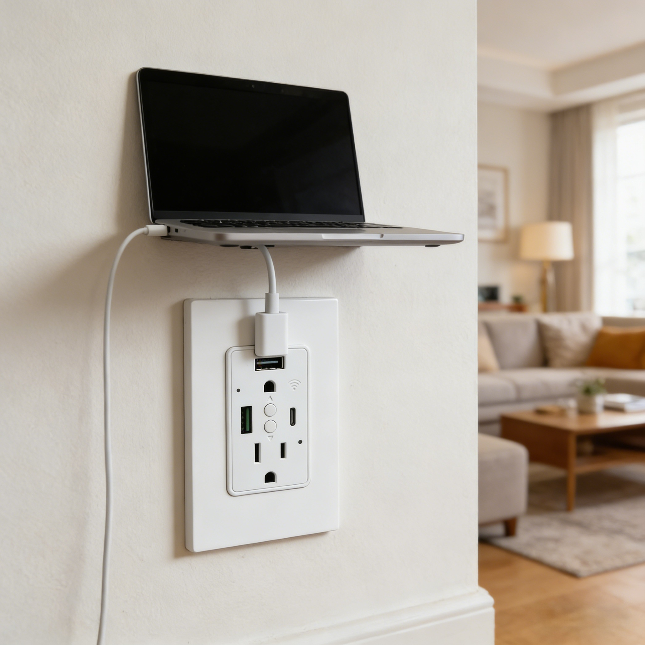 Smart Wifi Wall Socket Pd20W Usb C Charging for Us Standard Home Office Hotel Bedroom Overload Protection Smart Plug