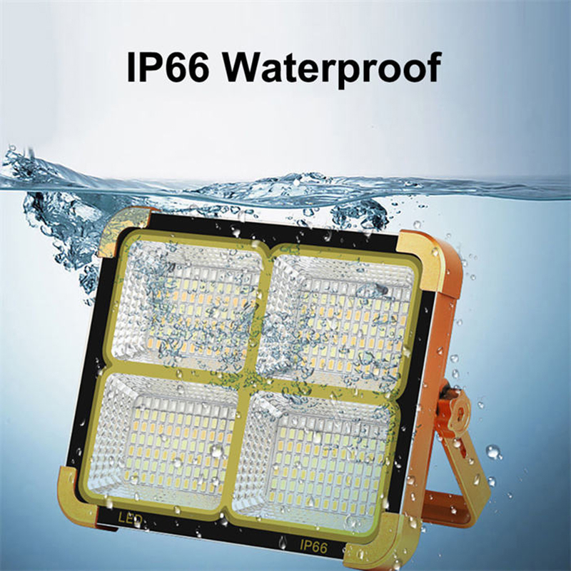 Solar Led Flood Light Ip65 Waterproof High Brightness 3 Color Temperature Usb Rechargeable for Fishing Hiking Emergency