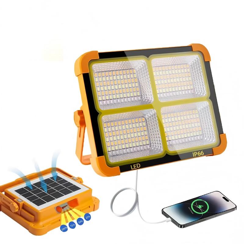 Solar Led Bulb Flood Light Ip65 Waterproof Abs Body Usb Rechargeable for Garden Camping Night Market Stall