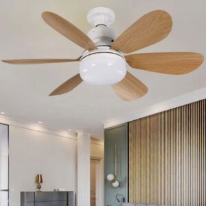 E27 Led Ceiling Fan Light 6 Blades Remote 3 Speed Timing Function Dimmable 3000K-6500K for Bedroom Living Room Home Hotel