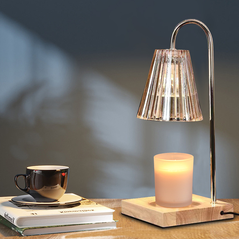 Adjustable Bamboo Aromatherapy Lamp with Wax & Candle Melting Timed Dimmable Table Lamp for Home Ambiance Light