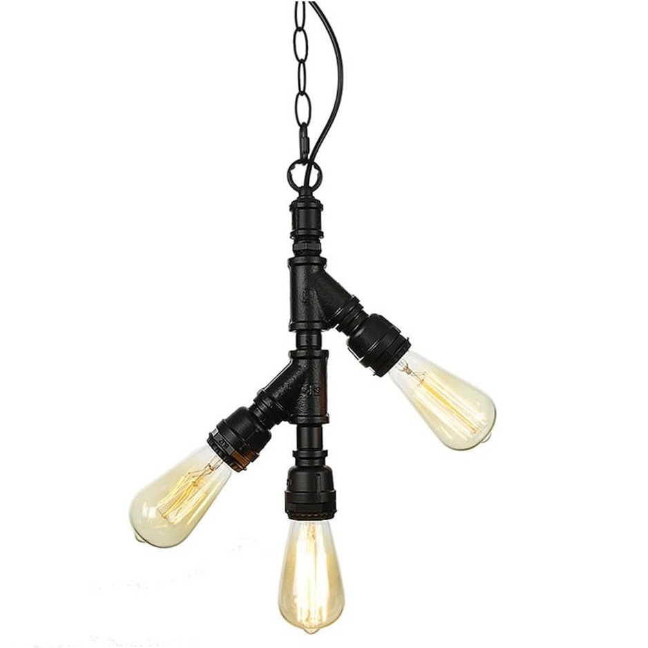 Retro Antique 3 Light Large Exterior Pendant in Antique Black with Bronze Accents