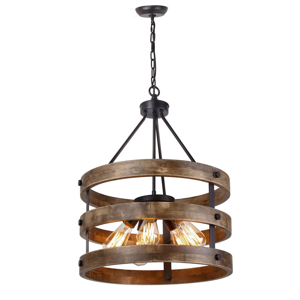 5-Light Large Rustic Farmhouse Pendant Light Fixture with Adjustable Chain