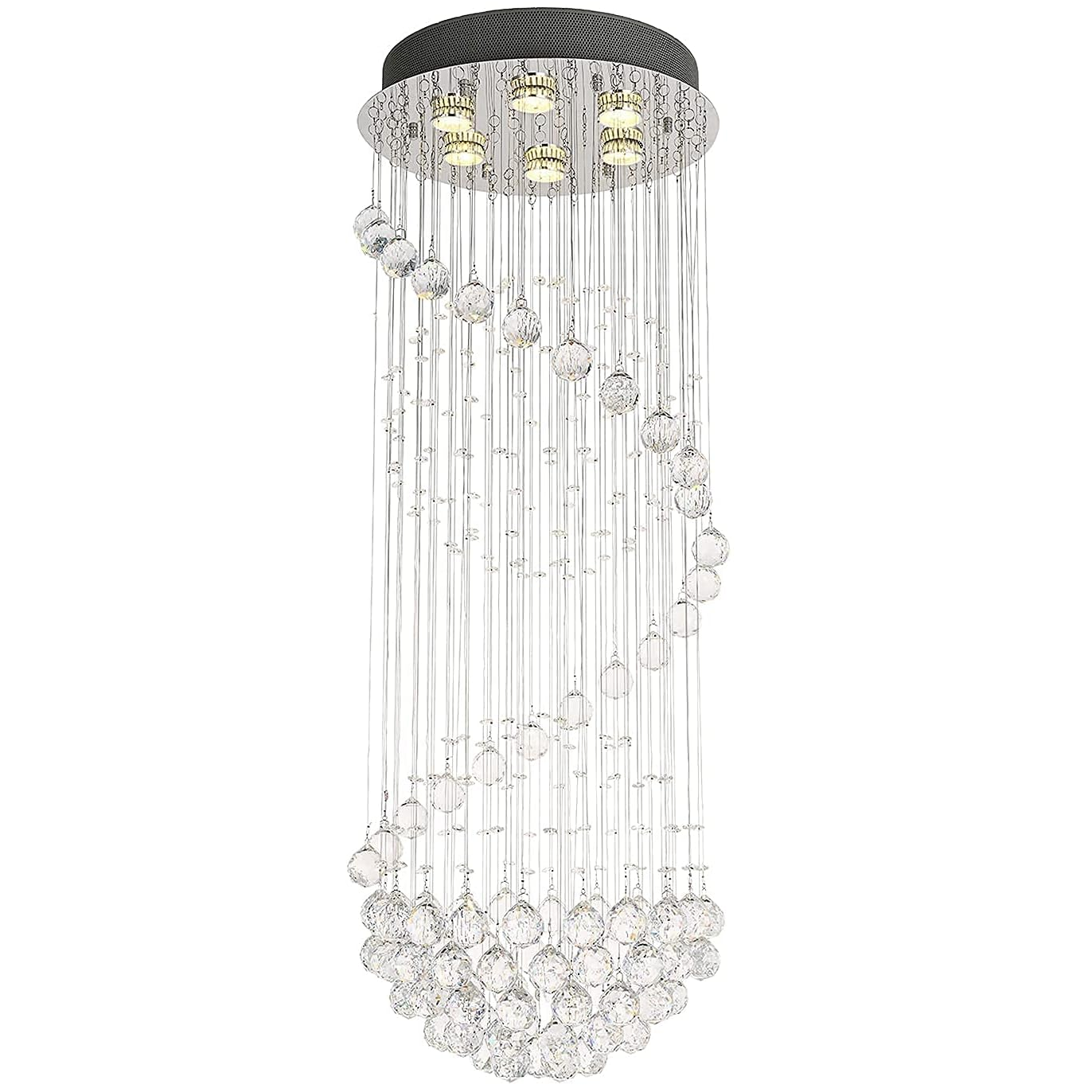 Modern Crystal Chandelier Lighting, Clear K9 Glass Crystal Ceiling Light, Luxurious Spiral Sphere Flush Mount Lights