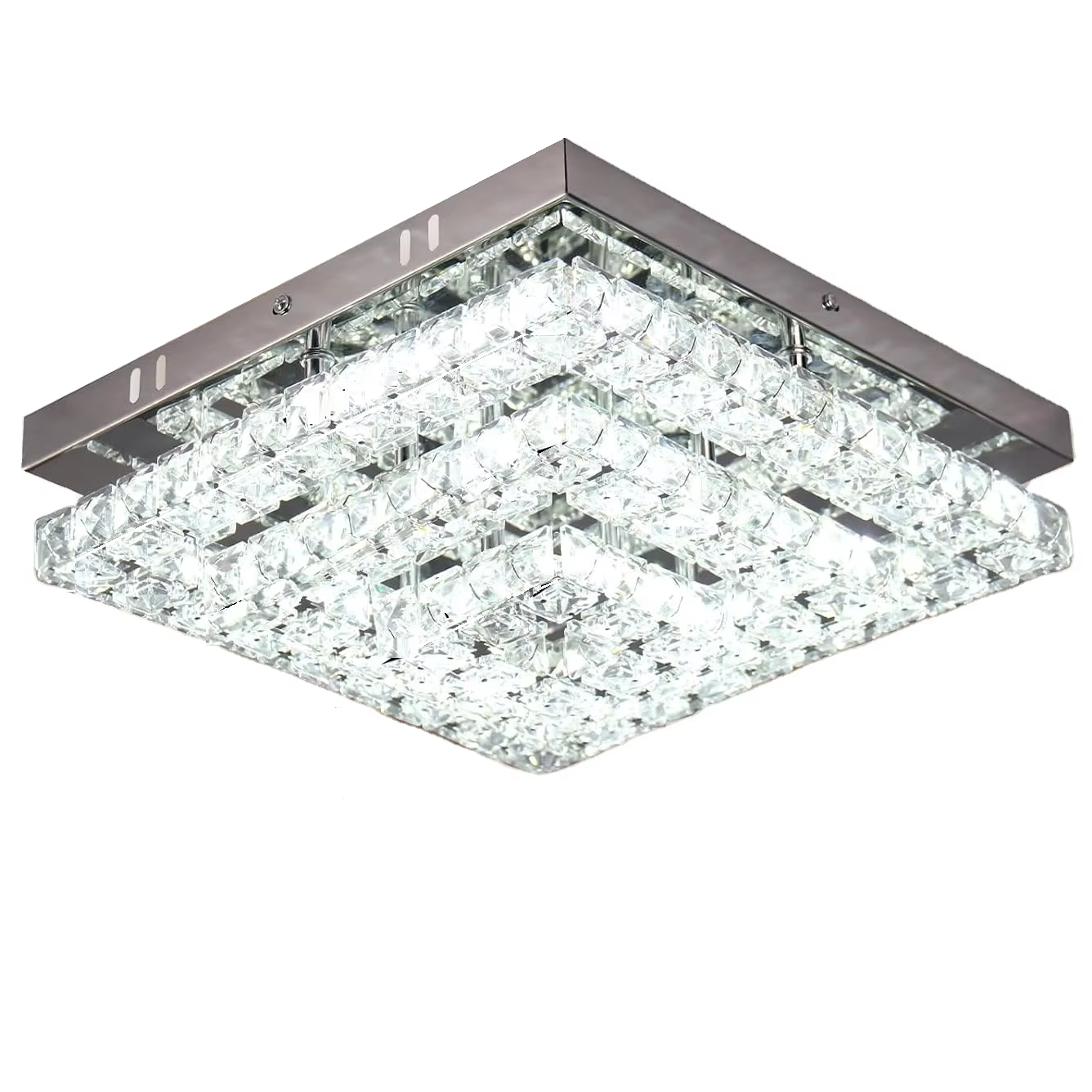 Crystal Chandeliers Crystal LED Ceiling Light 11.8" Square Flush Mount Modern Chandelier Ceiling Lights Fixtures