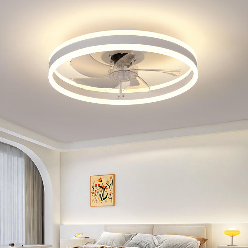 19.7 Inch Invisible LED Ceiling Fan Lamp Smart DC Motor 7-Speed Dimmable Indoor Living Room Bedroom Fancy Lighting