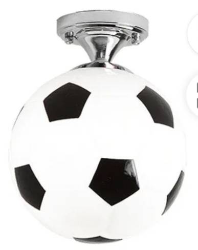 Black Color Finished Soccer Ball LED Ceiling Lights Premium Glass for Creative Kids Decoration Football Bar Club Ceiling Lamp