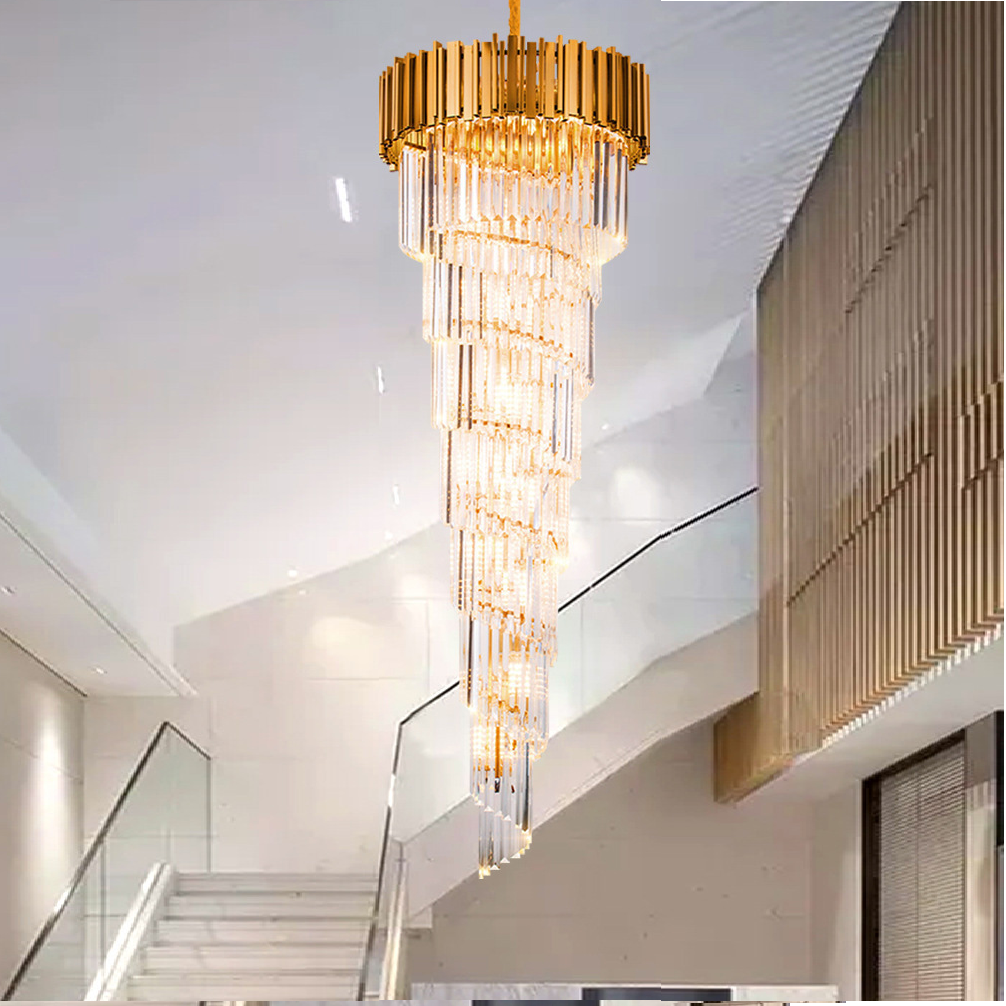 Post Modern Minimalist Dining Room Lamp Designer Model Room Lighting Villa Gold Large Crystal Chandelier