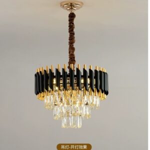 Modern Black and Gold Crystal Chandelier Raindrop Kitchen Room Hallway, Industrial