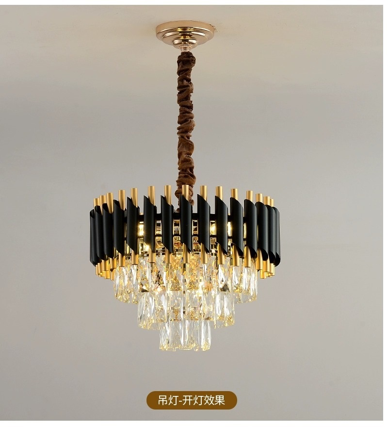 Modern Black and Gold Crystal Chandelier Raindrop Kitchen Room Hallway, Industrial