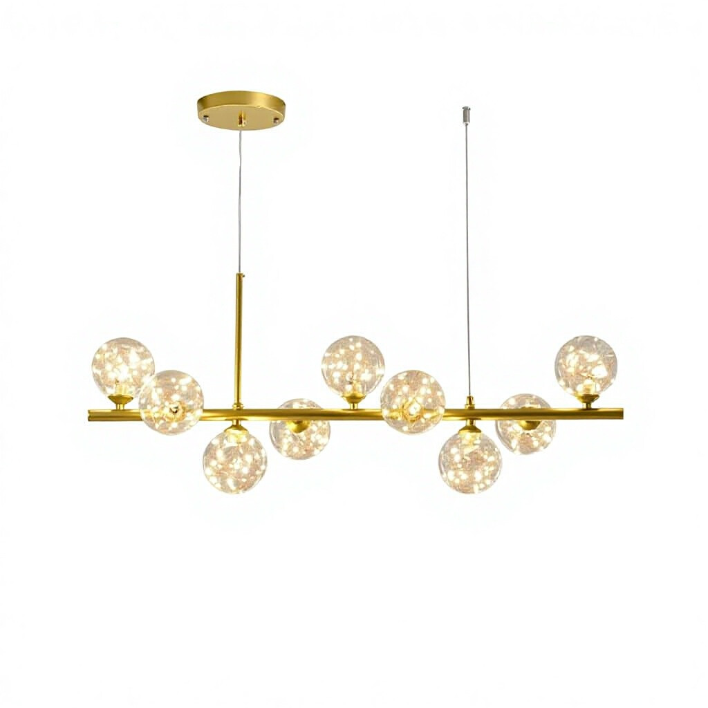 Modern Simple Nordic Iron Chandelier AC Ceiling Restaurant Table Bar Counter Lamps LED Luxury Starry Long Strip Remote Control