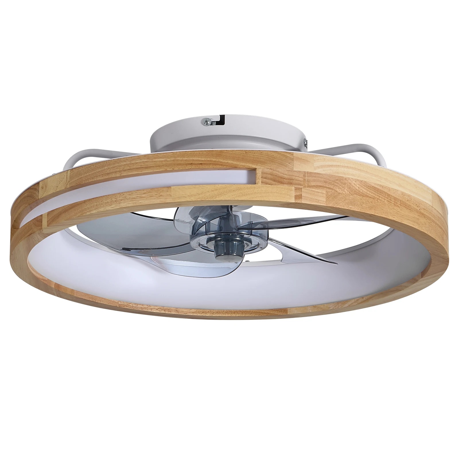 Factory Wholesale Modern LED Ceiling Fan With Wooden Leaves Remote Control Dimming Timing Speed for Living Room High Quality