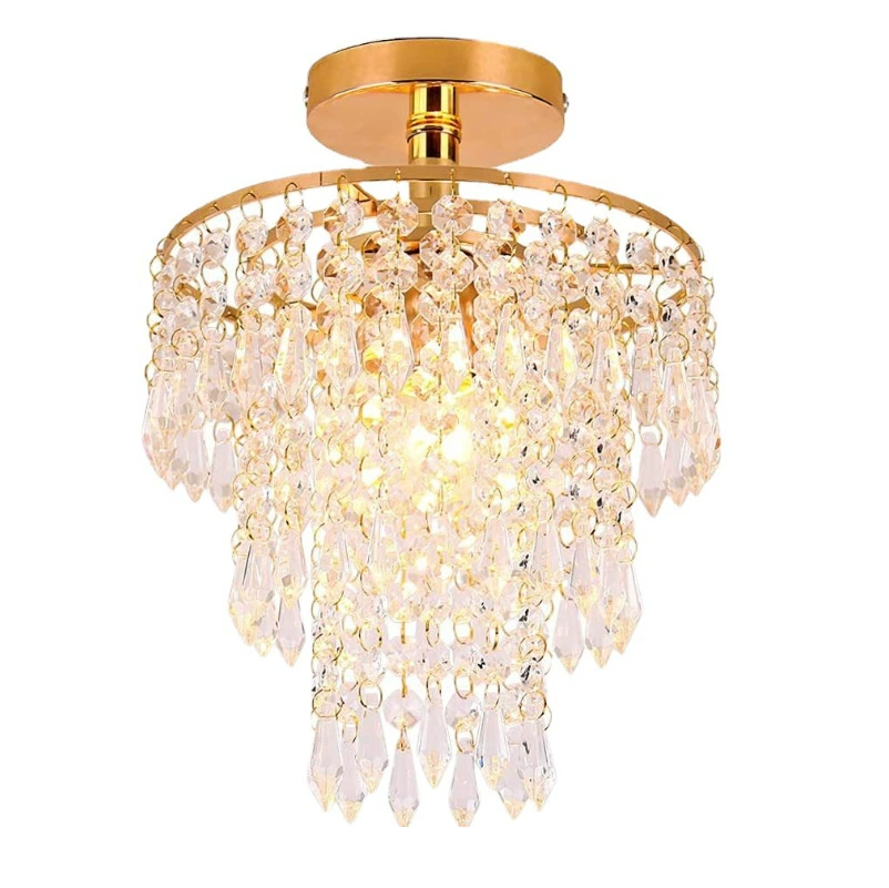 Gold Crystal Chandelier Ceiling Crystal Light Flush Mount Ceiling Lamp Ceiling Light Small Modern Chandelier