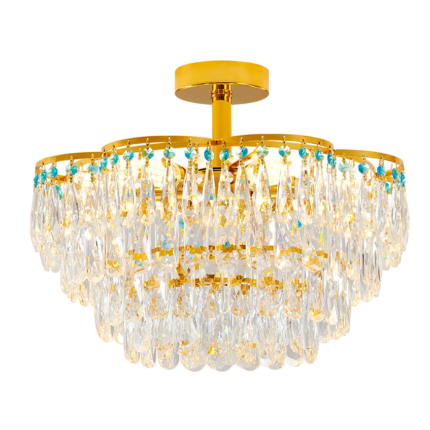 Crystal Chandelier Semi-Flushmount Ceiling Light Modern Lighting Fixture for Bedroom Hallway Entry Kitchen Bathroom