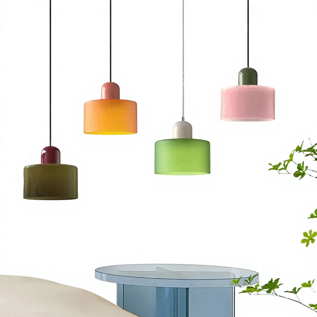 Vintage Stained Glass LED Chandelier Small Bedside Dining Room Light E27 Cord Pendant Pink Orange Green White Home Lighting