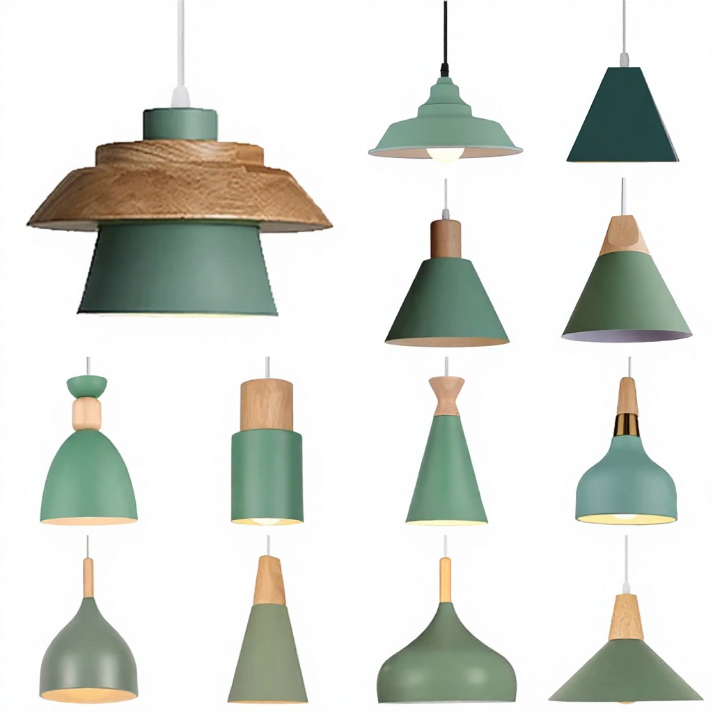 Green Modern Metal LED Pendant Lights Nordic E27 Hanging Restaurant Bar Living Room Bedside Lighting Fixture