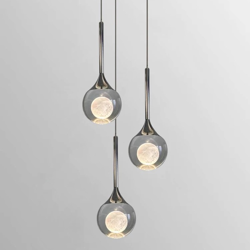 Modern Luxury Metal LED Pendant Light Creative Moon Restaurant Ceiling Lamp Indoor Decoration Lighting Fixtures Living Bar