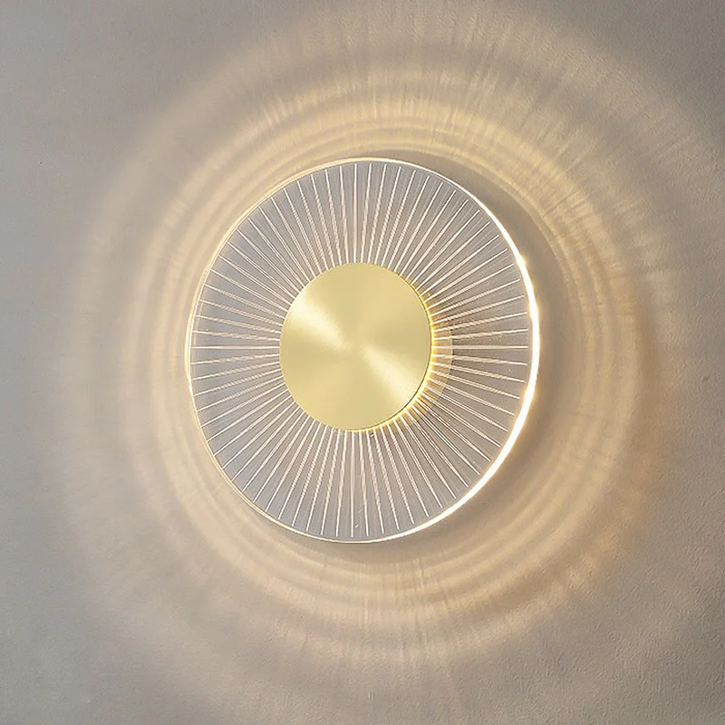 Modern Luxury Copper Round LED Wall Lamp Living Room Bedroom Indoor Lighting Aisle Corridor Background Light Decorative