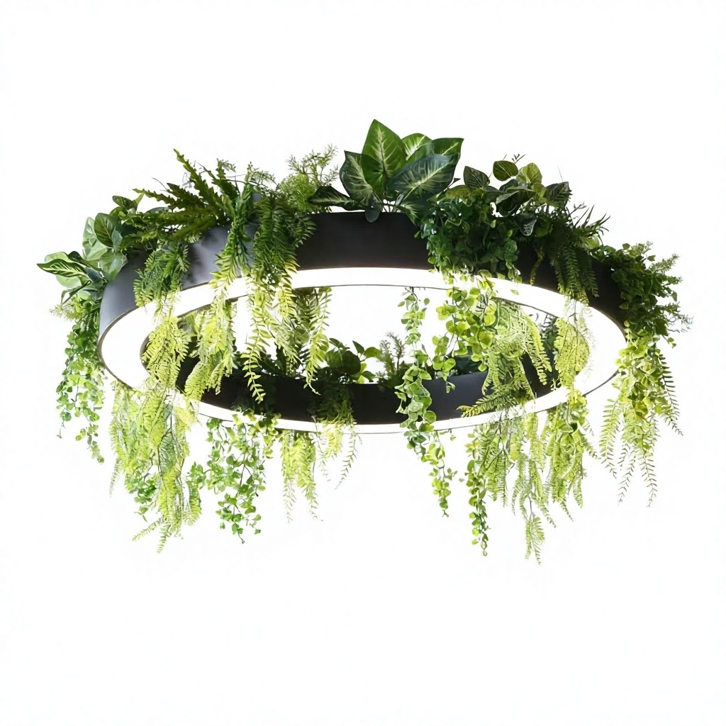 Forest Style Circular Plant Pendant LED Light with Remote Control for Supermarkets Offices Shops Restaurants Exhibition halls