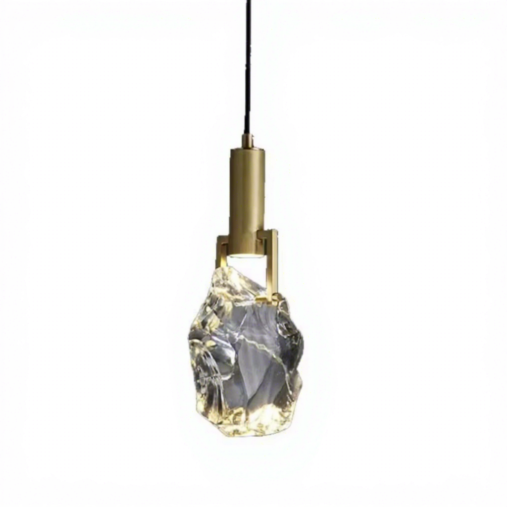 Light-Luxury Gold Crystal Scandinavian Small Pendant Lamp Three-Color Dimming Hanging Wire Type for Living Room Bedroom Bedside