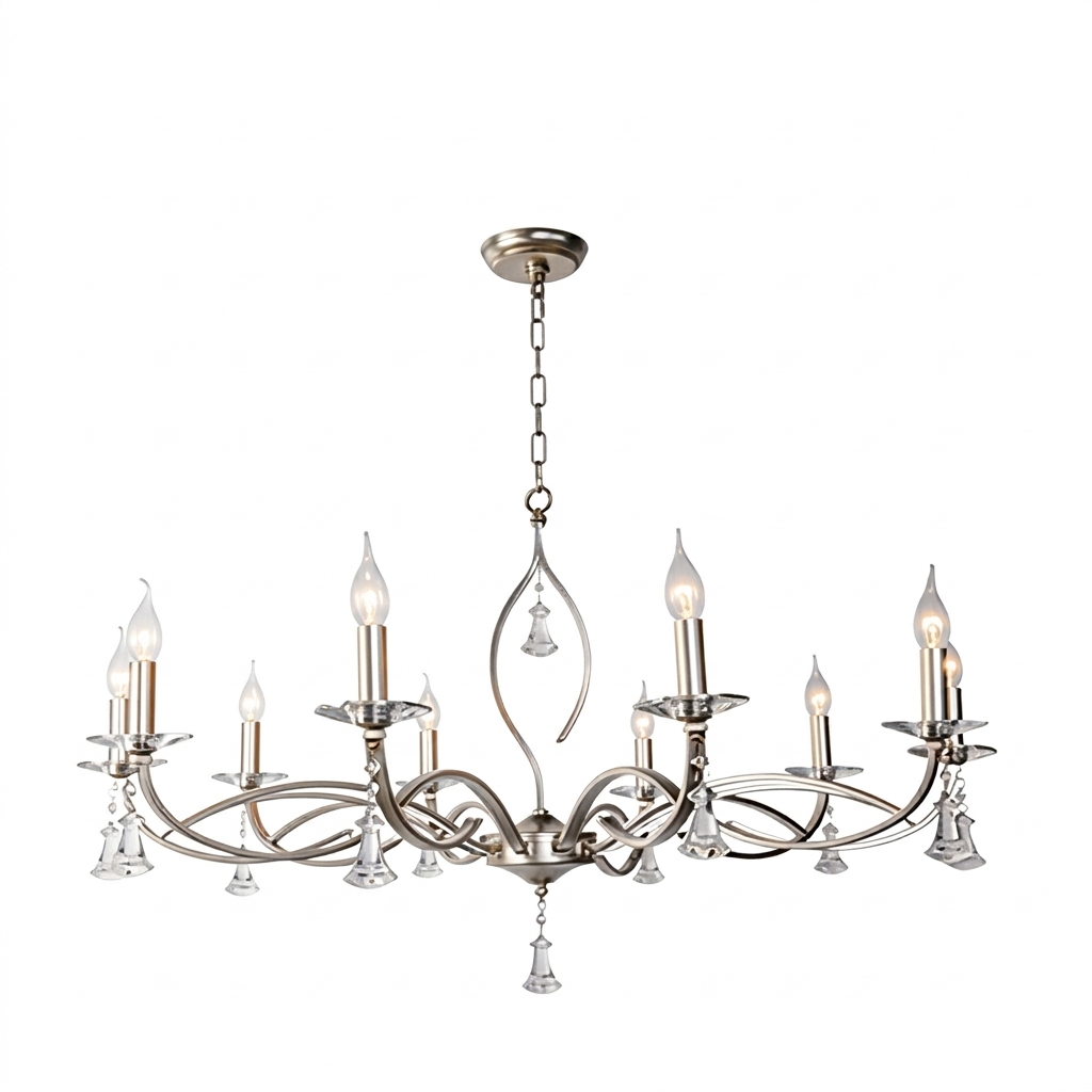 American-style Light-luxury Country Crystal Chandelier Minimalist French-style Bedroom Lamp Candle-inspired Creative Warm White