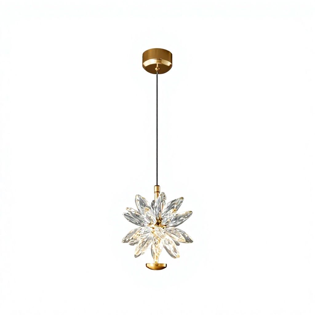 Light-Luxury French-Style Crystal and Iron LED Pendant Lamp with Long Hanging Wire for Indoor Bedroom Entryway & Wall Sconce