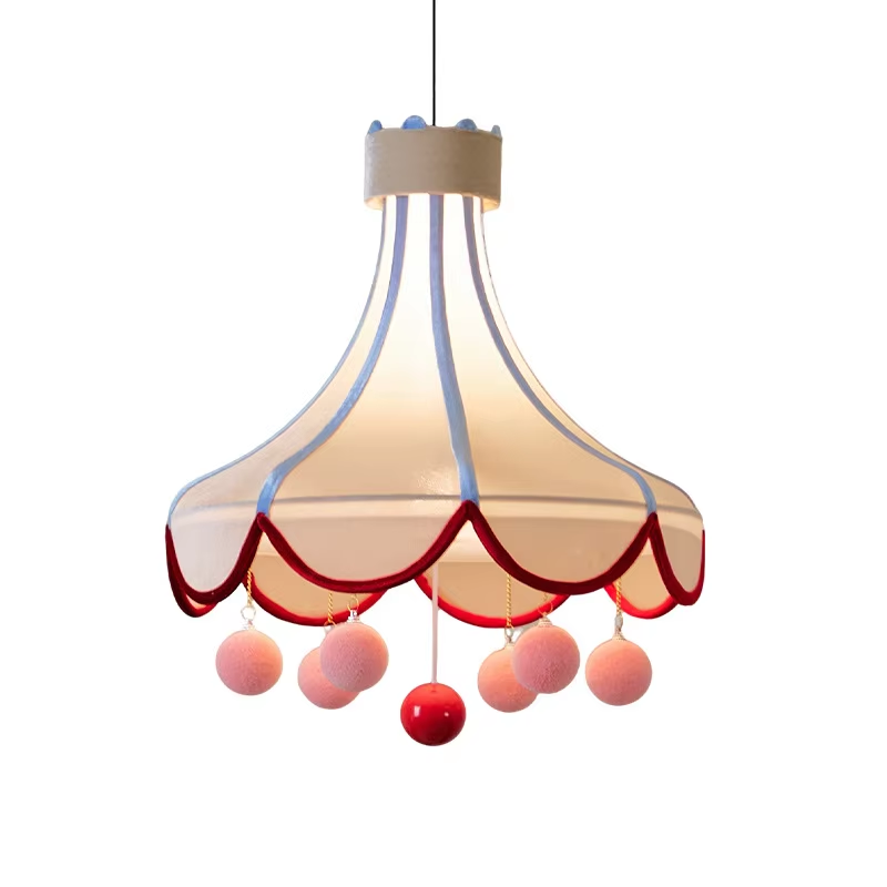 Circus French Retro Iron Chandelier Fabric Art LED Light Three-Color Dimming Full-Spectrum Eye-Care for Bedroom Children's Room