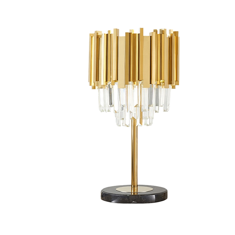 Modern Luxury K9 Crystal Table Lamps Gold Flexible Design Iron Body Plug-in AC Power Supply E14 Bulb Base for Bedroom Home Decor