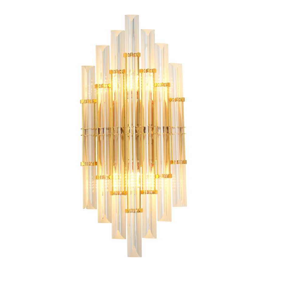 Modern Gold Wall Sconces Crystal Wall Sconce 2-Light Wall Light