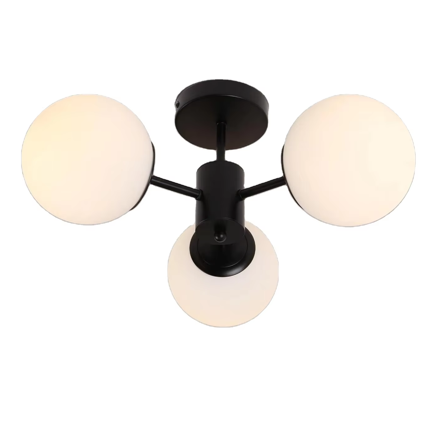 Mid Century Modern Black Semi Flush Mount Globe Light for Home Decor