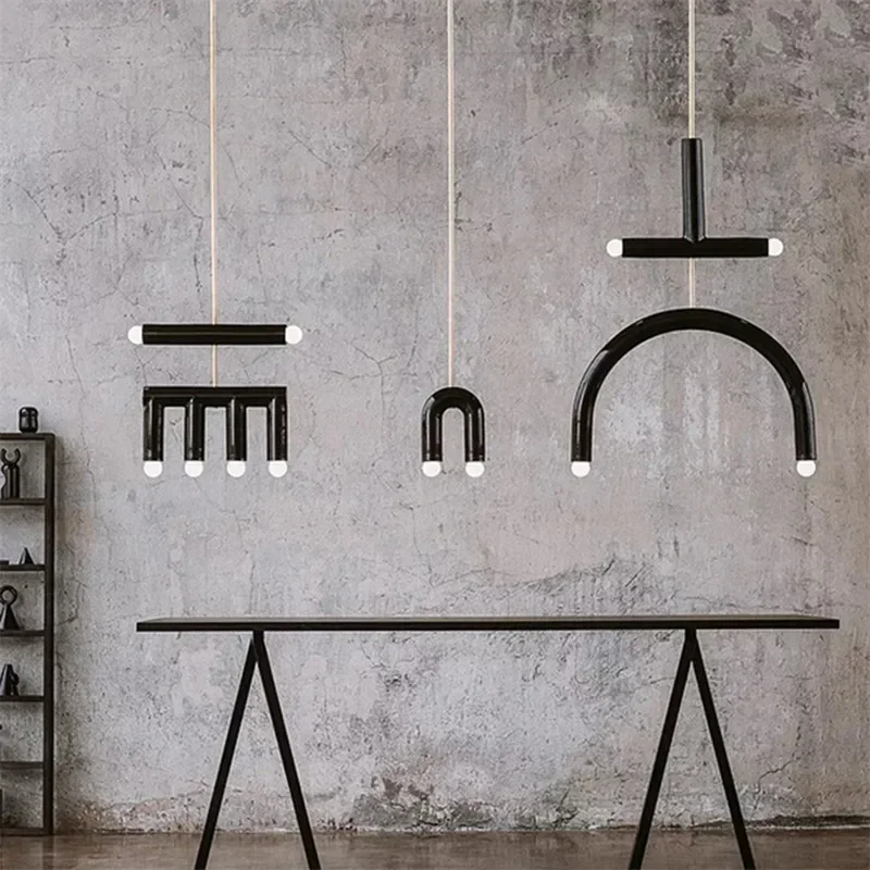 Nordic Creative Iron U-shaped Rainbow Chandelier Modern Bedroom Living Children's Room LED Pendant Lamp Home Decor Lighting