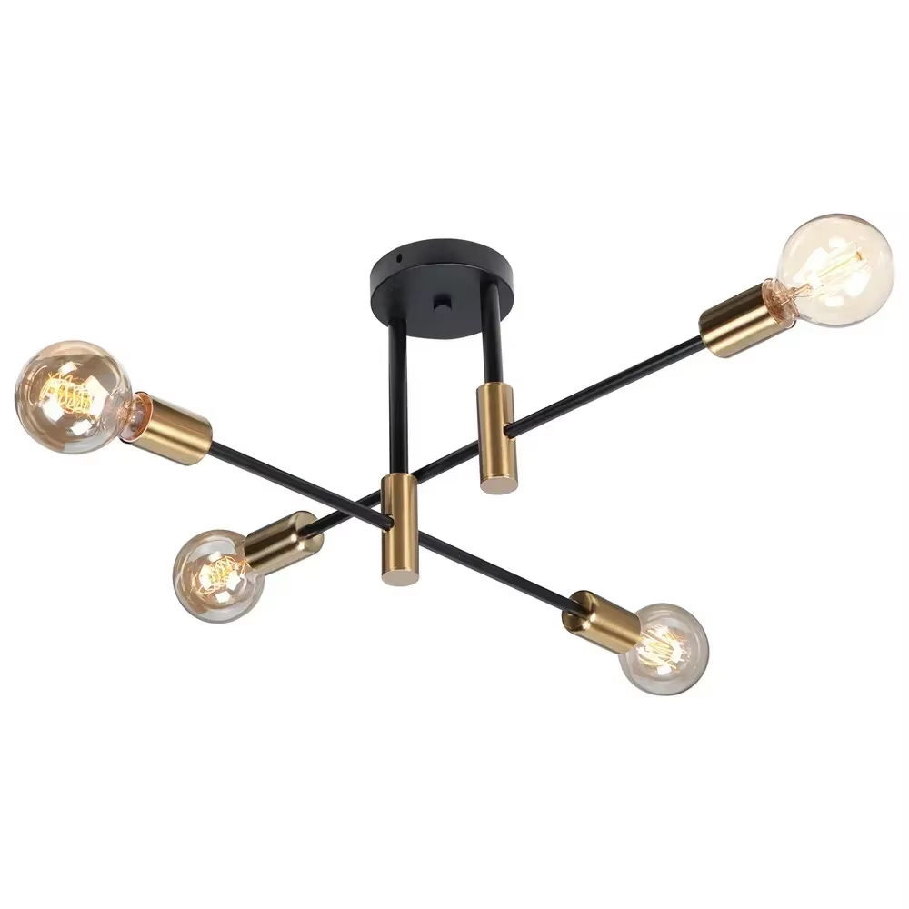 Modern Nordic Branch Ceiling Chandelier Black/Glod E27 Minimalism Living Room Shop Lighting E27 Iron Indoor Line Pendant Lamp