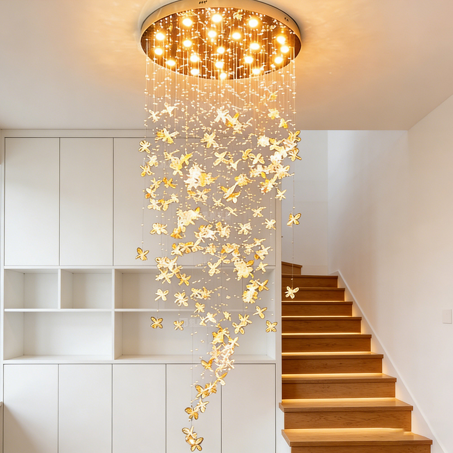 LED TOP Luxury Branch Crystal Chandelier Villa Duplex Stair Pendant Light Lamp
