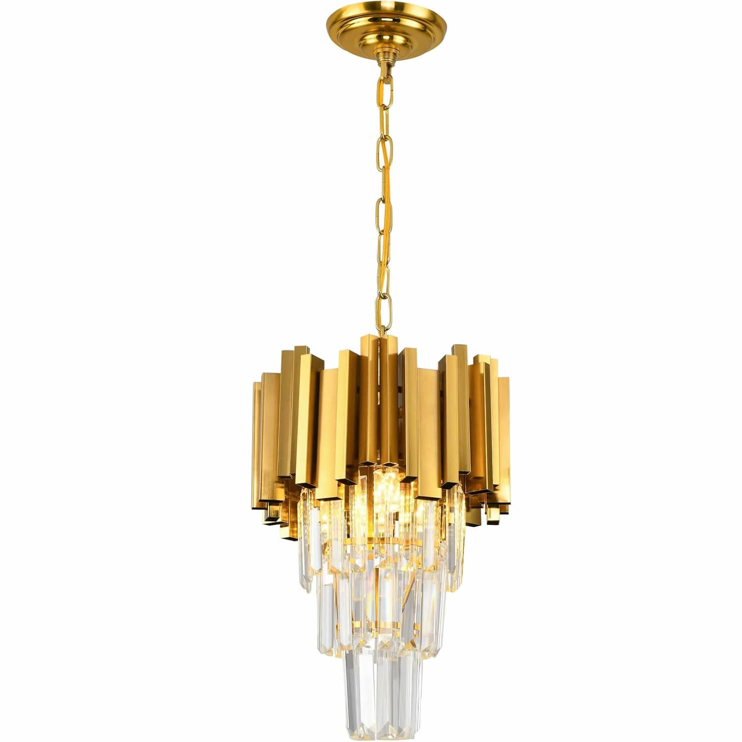 Crystal Chandeliers Modern 3-Tier Flush Mount Ceiling Light Raindrop Small 20cm 30cm Gold Crystal Pendant Light Energy Saving
