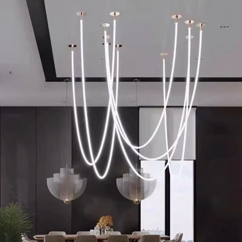 Creative DIY Flexible Silicone LED Pendant Lamp Linear Light for Bar Kitchen Living Room Home Decor Minimalist Hanging Light