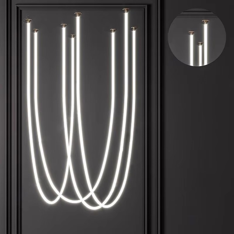 Modern Linear Pendant Light for Dining Room Flexible Silicone LED Hanging Lamp Minimalist Chandelier Bar Counter Decor