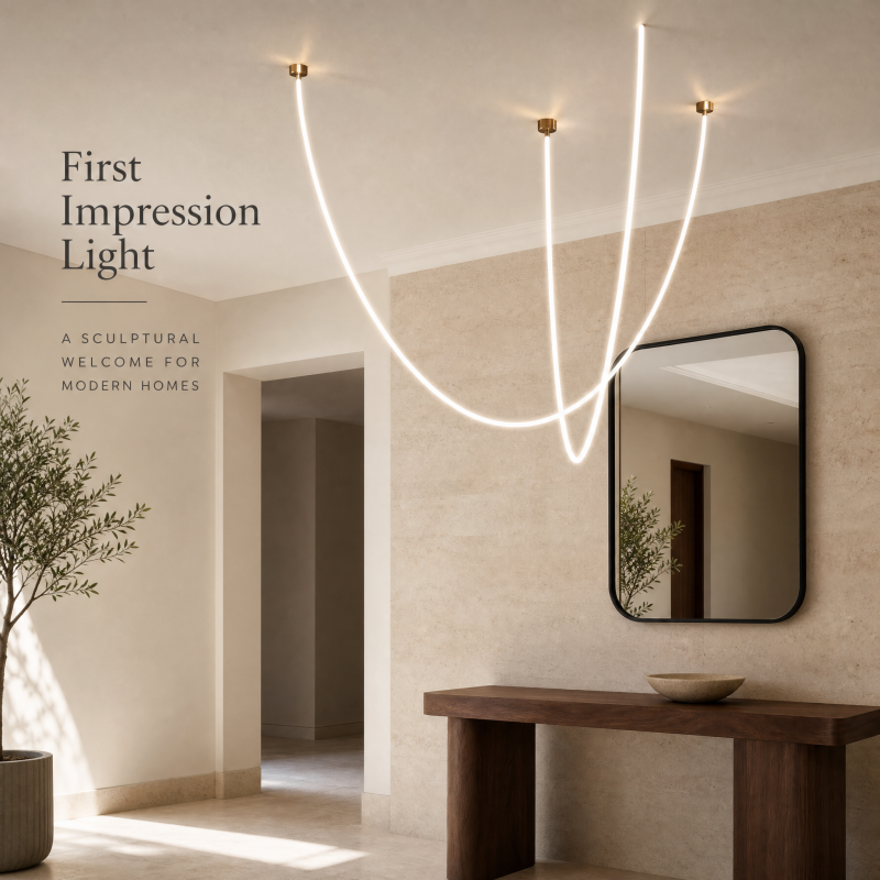 Office Meeting Room LED Linear Pendant Light Flexible Silicone Hanging Lamp Modern Minimalist Chandelier Studio Decor