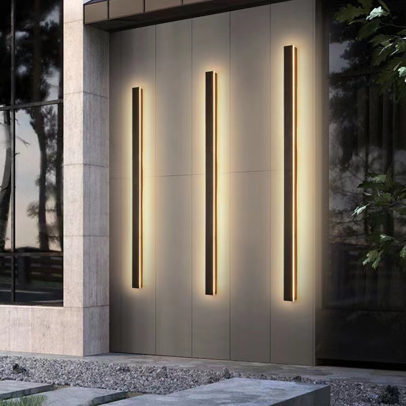 Outdoor Waterproof LED Linear Wall Lamp Minimalist Long Strip Sconce Wall Light for Villa Courtyard Entryway