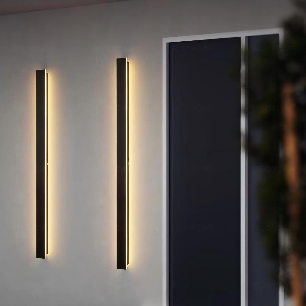 Outdoor Waterproof LED Linear Wall Lamp Minimalist Long Strip Sconce for Villa Courtyard Entryway Garden Exterior Wall Light
