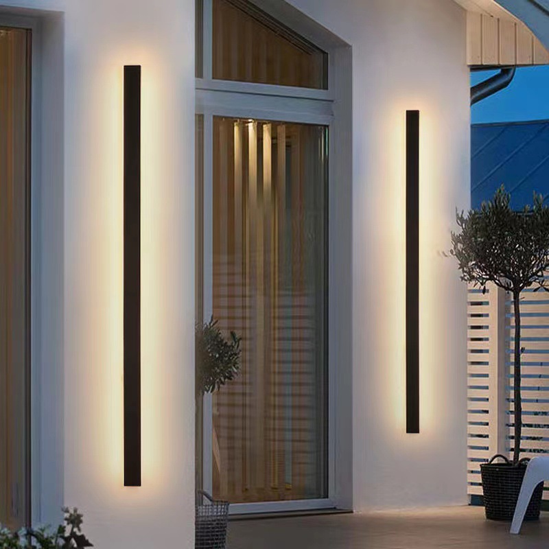 Aluminum Modern Outdoor LED Wall Sconce Waterproof Long Strip Light for Garden Villa Porch Exterior Wall Mounted Wall Lamp