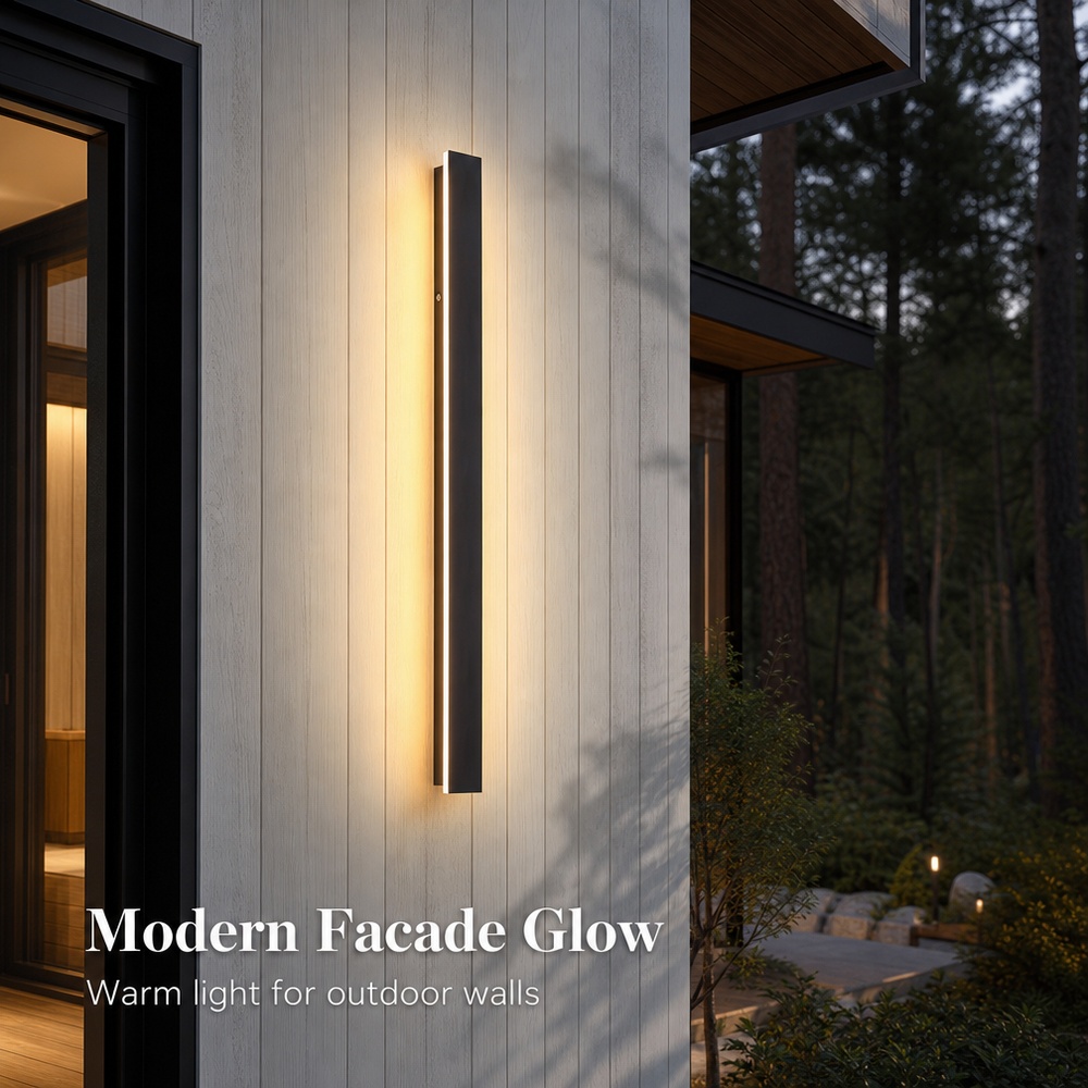 Minimalist Long LED Wall Sconce Waterproof Outdoor Linear Strip Light for Villa Entryway Courtyard Modern Garden Wall Lamp