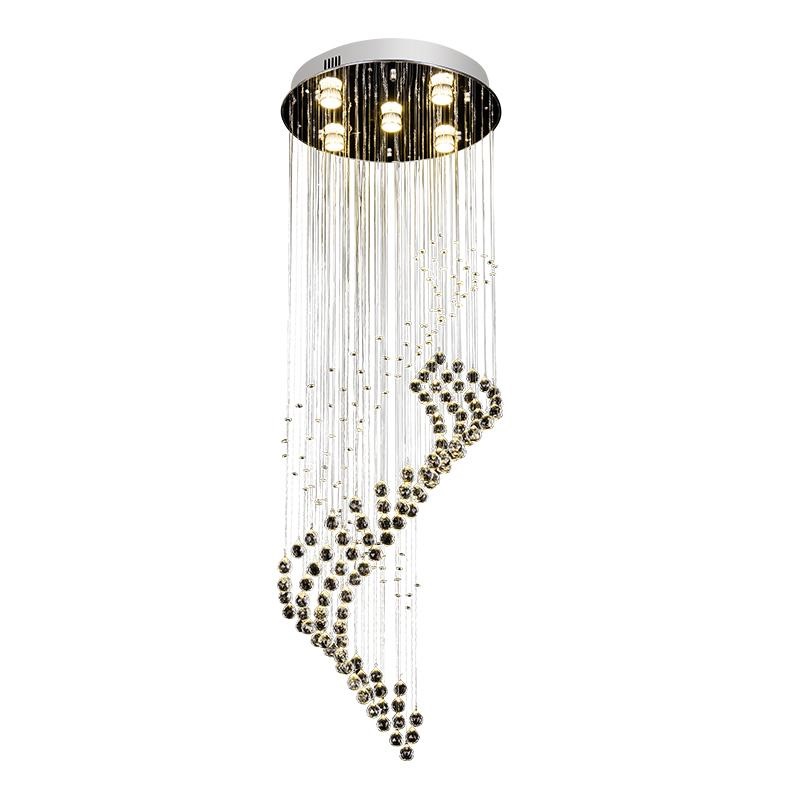 Modern Luxury Crystal Spiral Chandelier LED Crystal Long Staircase Chandeliers Stair Lights Lighting Fixture